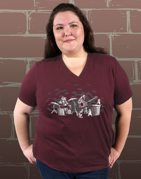 Alley Cats Plus Size Relaxed Fit Women's V-Neck