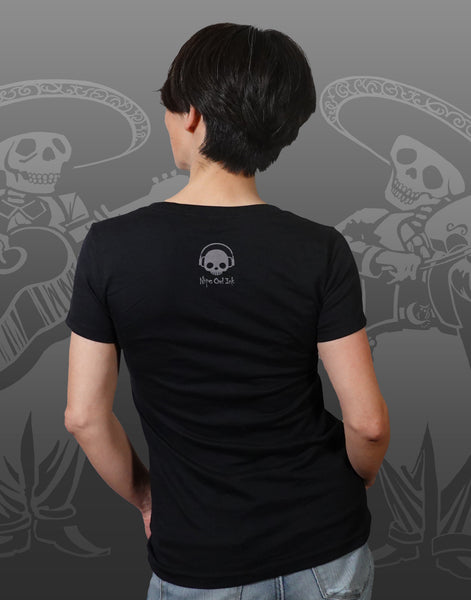 Dia De Los Muertos Junior Women's Fitted V-Neck (New Fit)