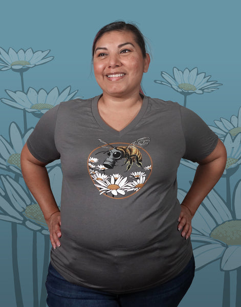 Honey Bee Plus Size Relaxed Fit Women's V-Neck