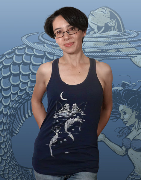 Mermaid Fishing Junior Women's Racerback Tank