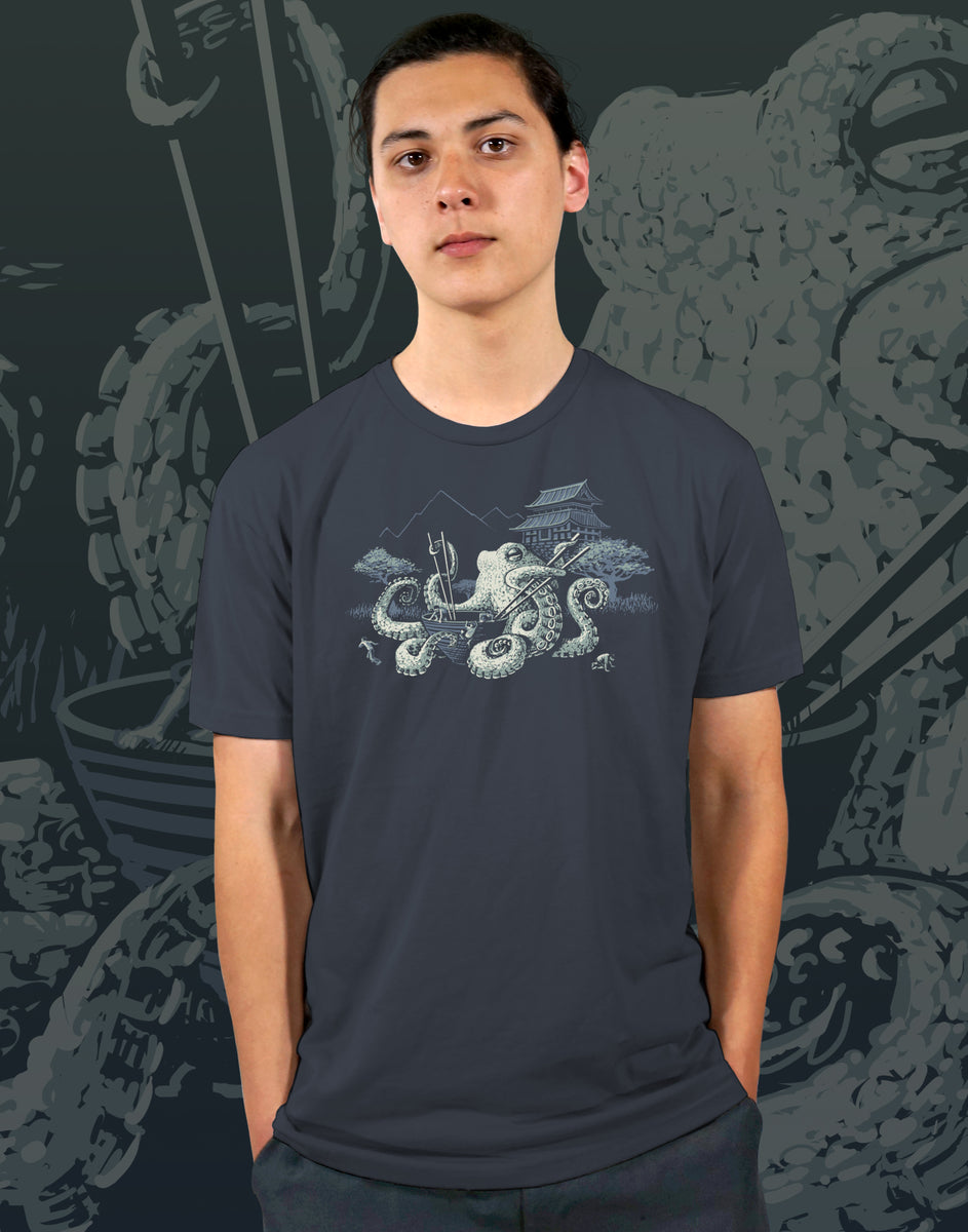 Octopus Ramen Men's Fitted Crew Neck Nite Owl Ink