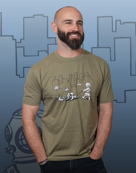 Walking Your Octopus Men's Fitted Crew Neck