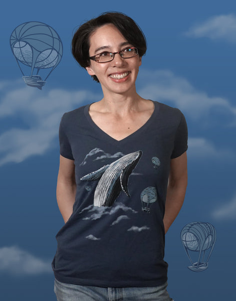 Whale Watching Junior Women's Fitted V-Neck (New Fit)