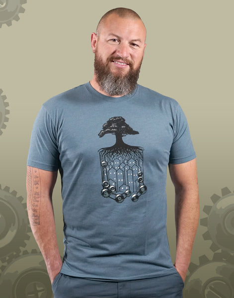 Tree Cog Men's Fitted Crew Neck