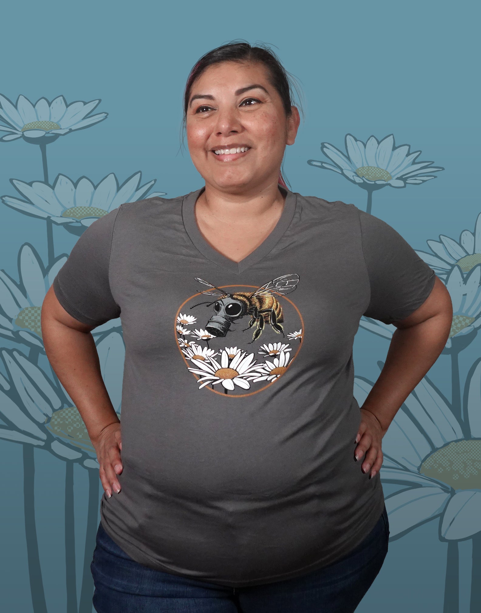 Honey Bee Plus Size Relaxed Fit Women's V-Neck