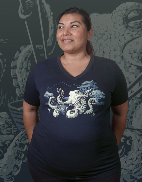 Octopus Ramen Plus Size Relaxed Fit Women's V-Neck