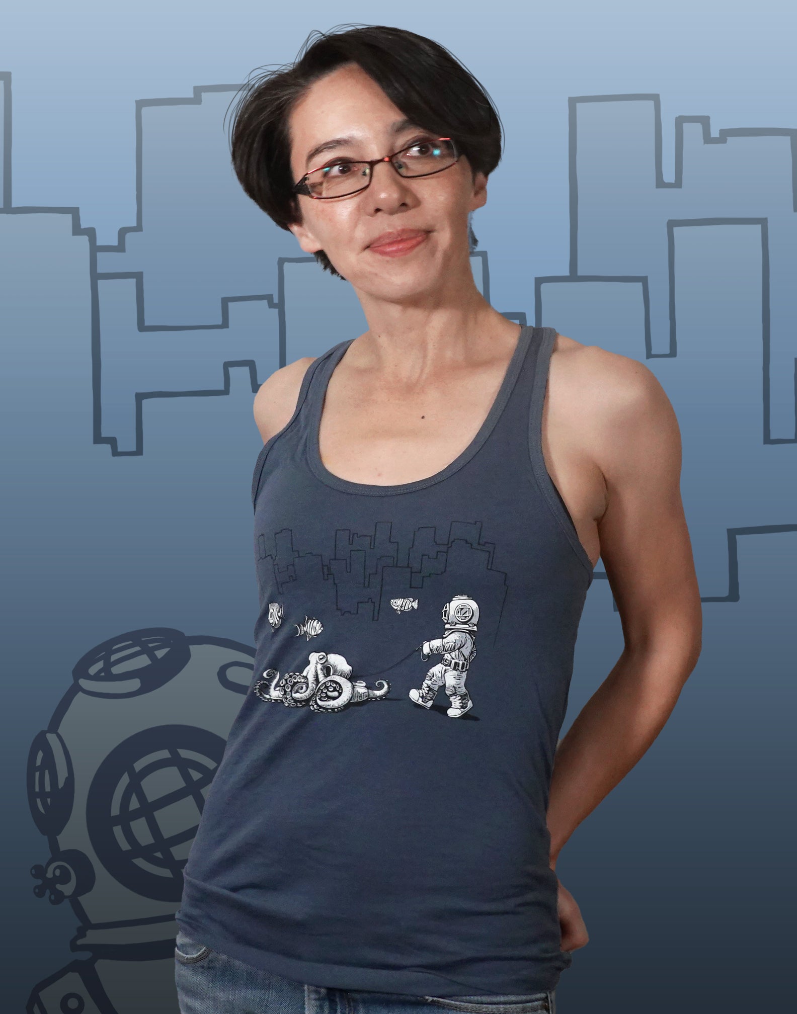 Walking Your Octopus Junior Women's Racerback Tank