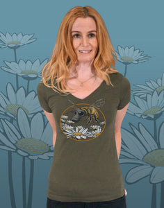 Honey Bee Junior Women's Fitted V-Neck (New Fit)