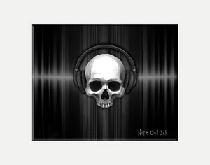 Skull Headphones Art Print