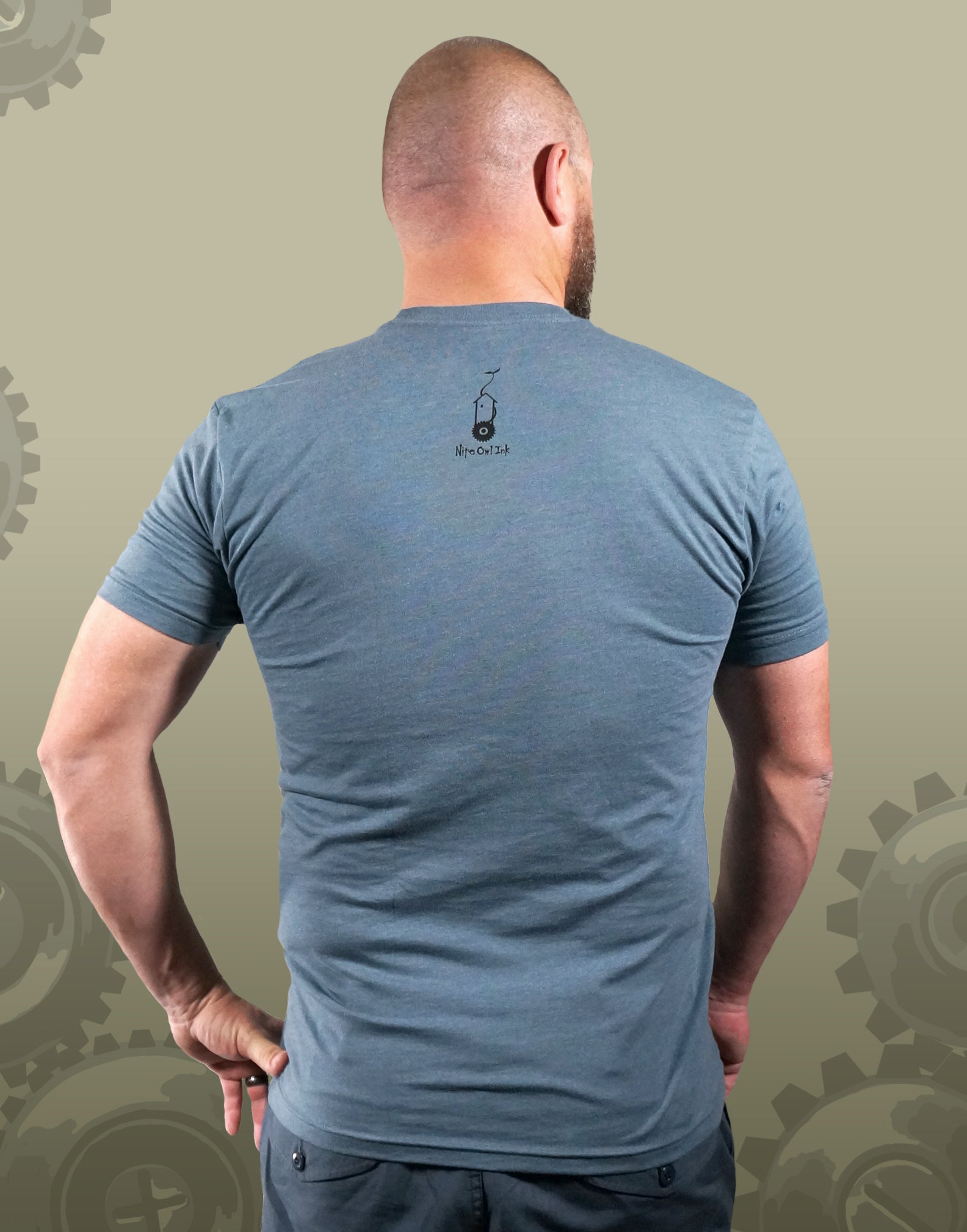 Tree Cog Men's Fitted Crew Neck – Nite Owl Ink