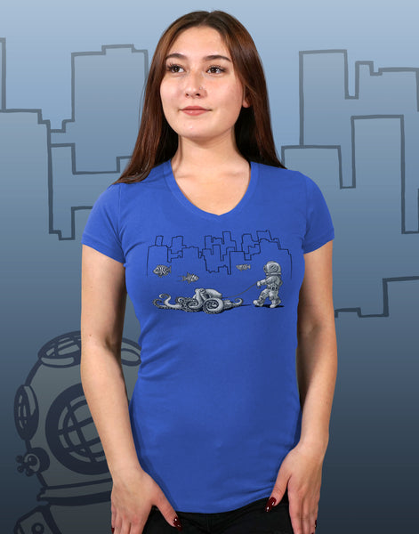 Walking Your Octopus Junior Women's Fitted V-Neck
