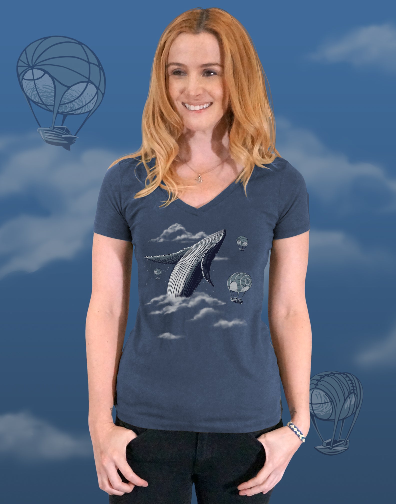 Whale Watching Junior Women's Fitted V-Neck (New Fit)