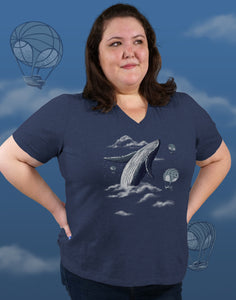 Whale Watching Plus Size Women's V-Neck